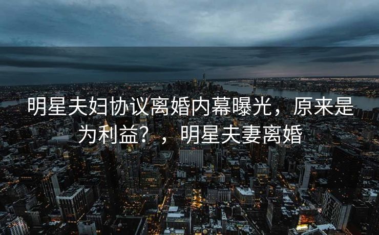 明星夫妇协议离婚内幕曝光，原来是为利益？，明星夫妻离婚